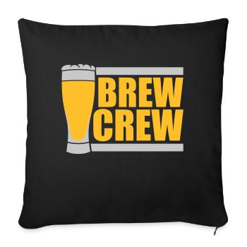 Brew Crew Bierglas Spruch - Sofakissenbezug 45 x 45 cm - Schwarz - Vorne