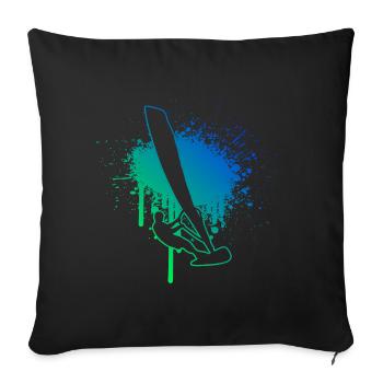 Surfer Surfing Ladies Windsurfing Windsurfer - Sofa pillowcase 17,3'' x 17,3'' (45 x 45 cm) - black - Front