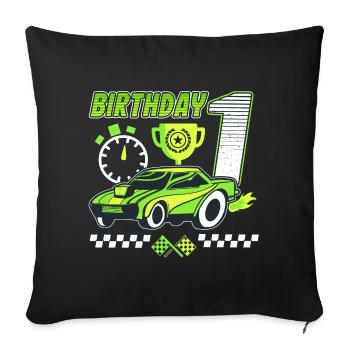 1. Geburtstag Rennwagen 1 Jahr alt Rennfahrer - Sofakissenbezug 45 x 45 cm - Schwarz - Vorne