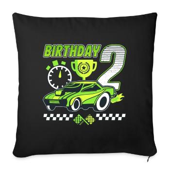 2. Geburtstag Rennwagen 2 Jahre alt Rennfahrer - Sofakissenbezug 45 x 45 cm - Schwarz - Vorne