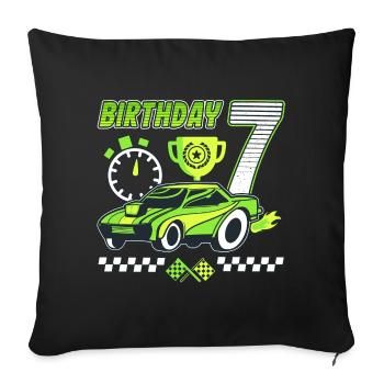 7. Geburtstag Rennwagen 7 Jahre alt Rennfahrer - Sofakissenbezug 45 x 45 cm - Schwarz - Vorne