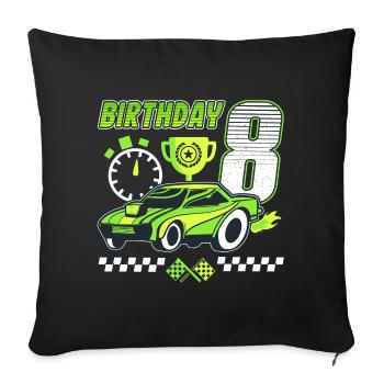 8. Geburtstag Rennwagen 8 Jahre alt Rennfahrer - Sofakissenbezug 45 x 45 cm - Schwarz - Vorne