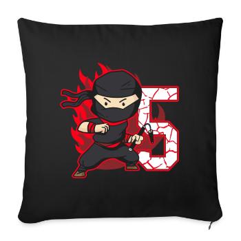 Ninja Fighter Birthday Boy 5 ans Ninjas - Housse de coussin décorative 45 x 45 cm - noir - Devant