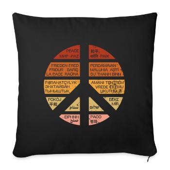 Vintage peace sign. Peace in many languages. - Sofa pillowcase 17,3'' x 17,3'' (45 x 45 cm) - black - Front