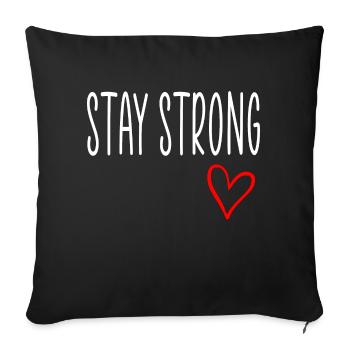 rester fort citation coeur rouge - Housse de coussin décorative 45 x 45 cm - noir - Devant