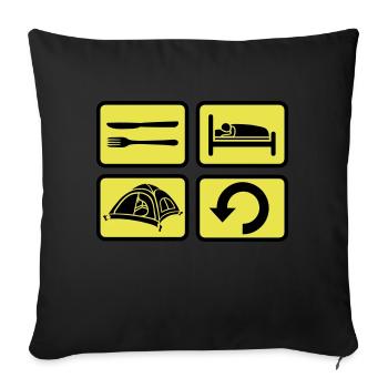 Repeat wilderness camping daily - Sofa pillowcase 17,3'' x 17,3'' (45 x 45 cm) - black - Front
