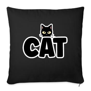 Mignon Chat Motif Chat Chat Gueule de Bois - Housse de coussin décorative 45 x 45 cm - noir - Devant