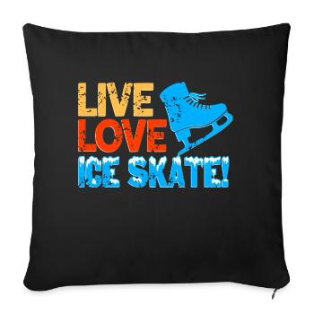 Thé de patinage rétro vintage Live Love Ice Skate - Housse de coussin décorative 45 x 45 cm - noir - Devant