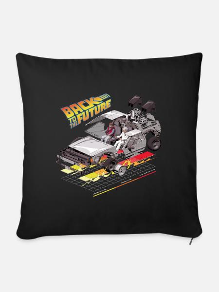 Zurück In Die Zukunft Zeitmaschine Delorean - Sofakissenbezug 45 x 45 cm - Schwarz