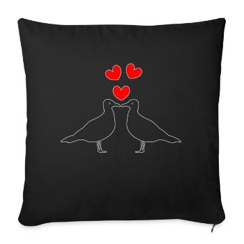 Seagulls in love - Sofa pillowcase 17,3'' x 17,3'' (45 x 45 cm) - black - Front
