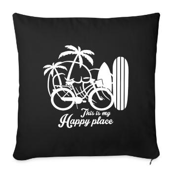 This is my happy place - Sofa pillowcase 17,3'' x 17,3'' (45 x 45 cm) - black - Front