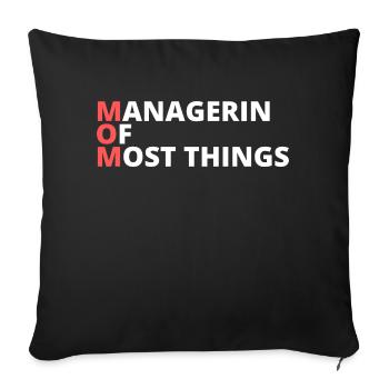 Mom - MANAGERIN OF MOST THINGS - Sofakissenbezug 45 x 45 cm - Schwarz - Vorne