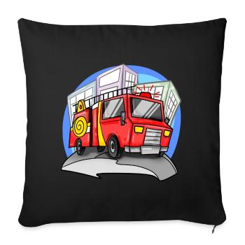 Fire brigade fire engine - Sofa pillowcase 17,3'' x 17,3'' (45 x 45 cm) - black - Front
