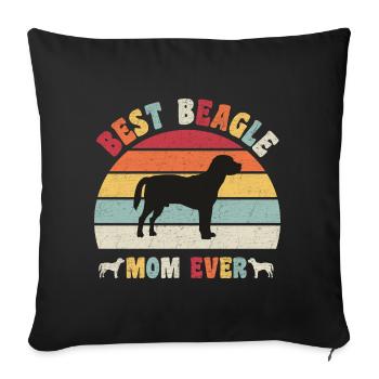 Best Beagle mom ever dog lovers vintage retro - Sofa pillowcase 17,3'' x 17,3'' (45 x 45 cm) - black - Front