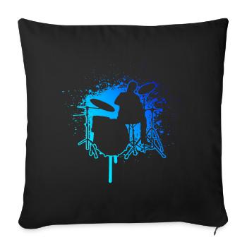 Drums Percussionist Drummer - Sofa pillowcase 17,3'' x 17,3'' (45 x 45 cm) - black - Front