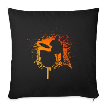 Percussionniste Batteur Hommes Batterie Kit - Housse de coussin décorative 45 x 45 cm - noir - Devant