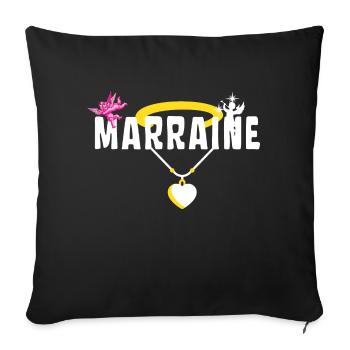 Marraine Baptême Chérubin - Collier avec Cœur - Housse de coussin décorative 45 x 45 cm - noir - Devant