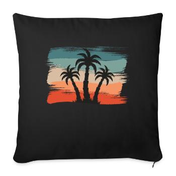 Beach Style: Retro Palmen einsame Insel Design - Sofakissenbezug 45 x 45 cm - Schwarz - Vorne