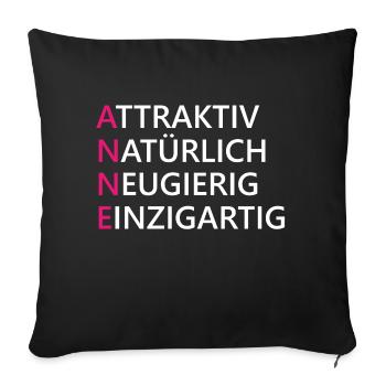 Anne Name Geschenk - Sofakissenbezug 45 x 45 cm - Schwarz - Vorne