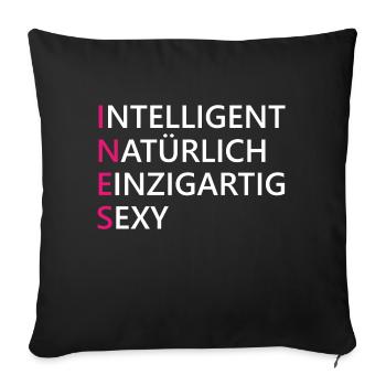 Ines Name Geschenk - Sofakissenbezug 45 x 45 cm - Schwarz - Vorne