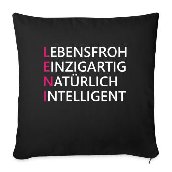 Leni Name Geschenk - Sofakissenbezug 45 x 45 cm - Schwarz - Vorne