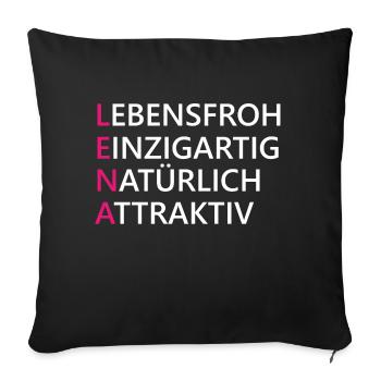 Lena Name Geschenk - Sofakissenbezug 45 x 45 cm - Schwarz - Vorne