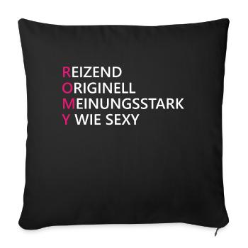Romy Name Geschenk - Sofakissenbezug 45 x 45 cm - Schwarz - Vorne