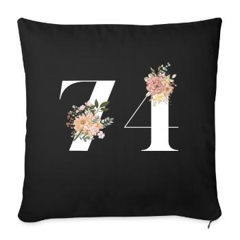 74th Anniversary Flowers (Gift of 74 years) - Sofa pillowcase 17,3'' x 17,3'' (45 x 45 cm) - black - Front
