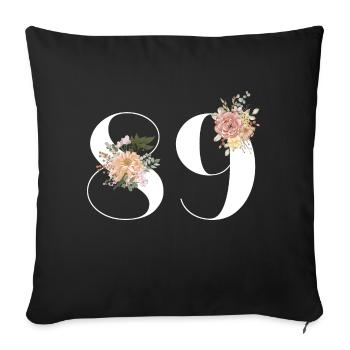 89th Anniversary Flowers (Gift of 89 years) - Sofa pillowcase 17,3'' x 17,3'' (45 x 45 cm) - black - Front