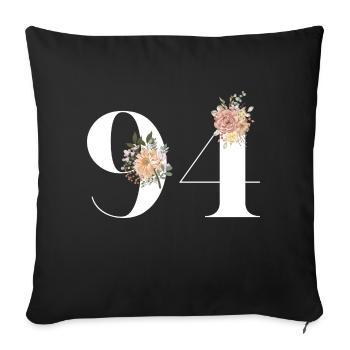 94th Anniversary Flowers (Gift of 94 years) - Sofa pillowcase 17,3'' x 17,3'' (45 x 45 cm) - black - Front