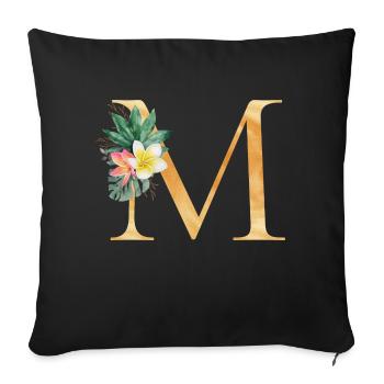 Personalisierbar Monogramm M Tropisch Botanik - Sofakissenbezug 45 x 45 cm - Schwarz - Vorne