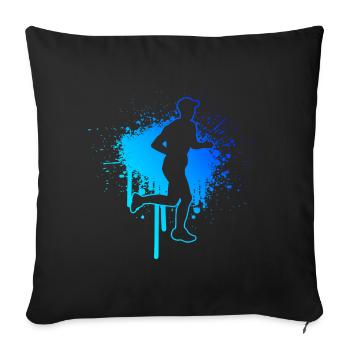 Running Runner Marathon Marathons de jogging masculin - Housse de coussin décorative 45 x 45 cm - noir - Devant