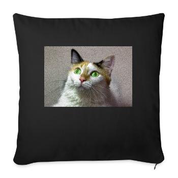 the cat with the sweet look - Sofa pillowcase 17,3'' x 17,3'' (45 x 45 cm) - black - Front