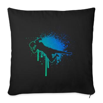 Footballeur Footballeur Footballeur Footballeur - Housse de coussin décorative 45 x 45 cm - noir - Devant