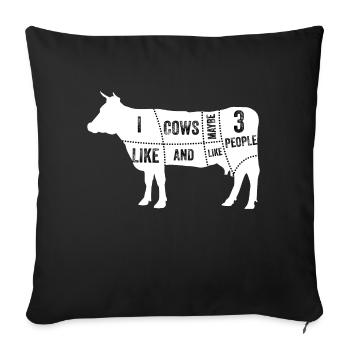 J’aime les vaches et peut-être comme 3 personnes - Housse de coussin décorative 45 x 45 cm - noir - Devant