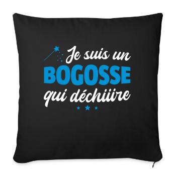 je suis un bogosse qui déchire / beau gosse - Housse de coussin décorative 45 x 45 cm - noir - Devant