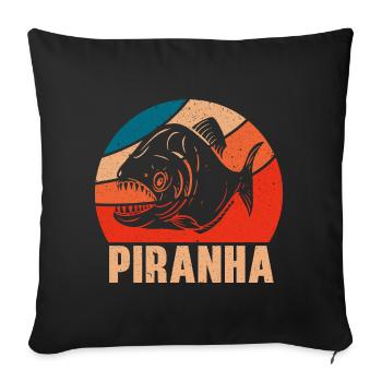Piranha Collector Aquarist Aquaristics Fish Keeping - Sofa pillowcase 17,3'' x 17,3'' (45 x 45 cm) - black - Front