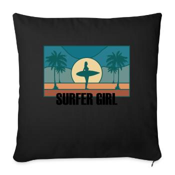 Surfer Girl Planche de surf Surfing Idée cadeau - Housse de coussin décorative 45 x 45 cm - noir - Devant