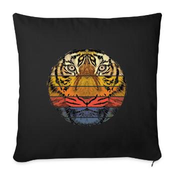 Tiger Animal Predator Wild Wilderness Vintage Rétro - Housse de coussin décorative 45 x 45 cm - noir - Devant