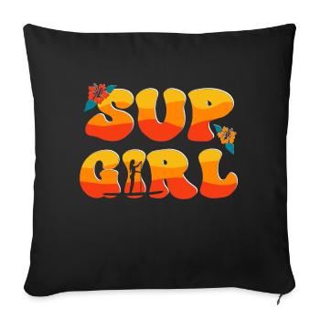 SUP Girl Stand up paddling Stand up paddle - Sofa pillowcase 17,3'' x 17,3'' (45 x 45 cm) - black - Front