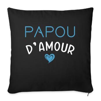 Papou d'amour cadeau original homme papa noël - Housse de coussin décorative 45 x 45 cm - noir - Devant