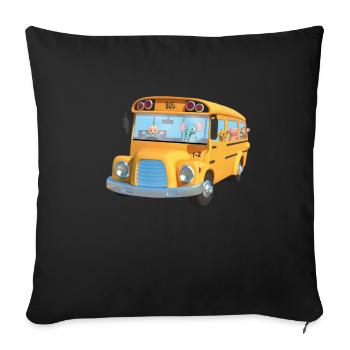Bus yellow animals school - Sofa pillowcase 17,3'' x 17,3'' (45 x 45 cm) - black - Front