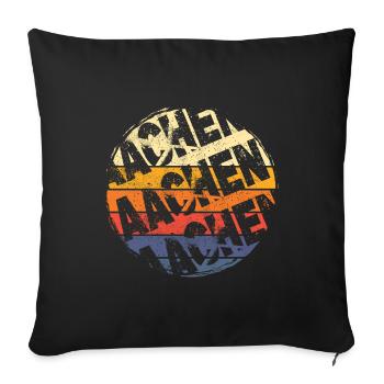 Aachen Germany City Vintage Retro Skyline - Sofa pillowcase 17,3'' x 17,3'' (45 x 45 cm) - black - Front