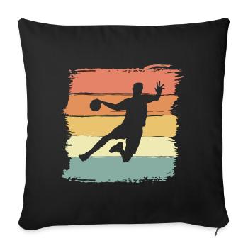 Handball rétro joueur de handball vintage - Housse de coussin décorative 45 x 45 cm - noir - Devant