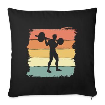 Musculation Fitness Poids Lifting Rétro Vintage - Housse de coussin décorative 45 x 45 cm - noir - Devant