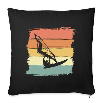 Windsurfen vintage retro Windsurfen Legende - Sofakissenbezug 45 x 45 cm - Schwarz - Vorne