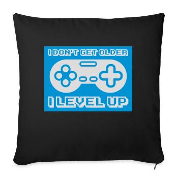 get older level up - Sofa pillowcase 17,3'' x 17,3'' (45 x 45 cm) - black - Front