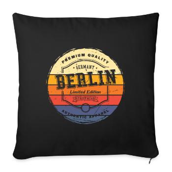 Berlin Germany City Vintage Retro Skyline - Sofa pillowcase 17,3'' x 17,3'' (45 x 45 cm) - black - Front