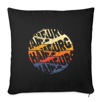Hamburg Germany City Vintage Retro Skyline - Sofa pillowcase 17,3'' x 17,3'' (45 x 45 cm) - black - Front