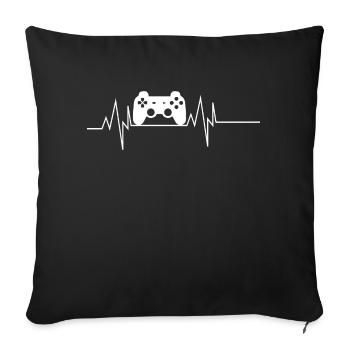 Battement de cœur de joueur - Housse de coussin décorative 45 x 45 cm - noir - Devant